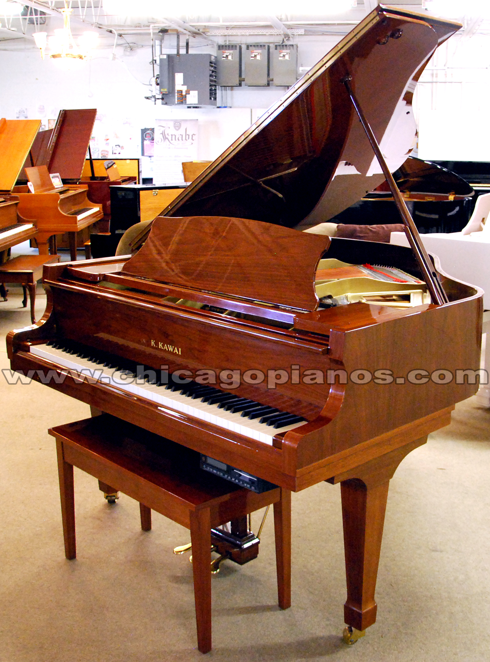 Used Kawai RX1 baby grand piano with wireless iPad from Chicago Pianos . com